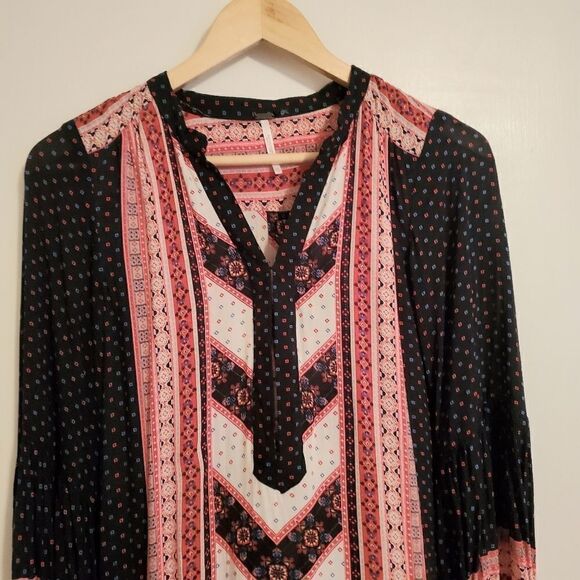 Free People Navy Boho Low-High Dress Size XS - Picture 6 of 9